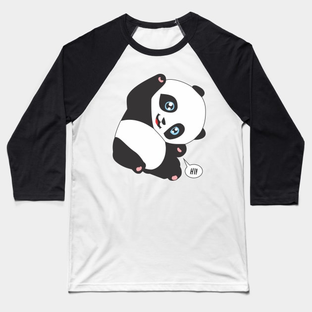 Panda Bear Say HI! Baseball T-Shirt by culturageek